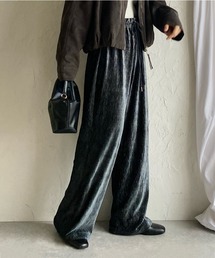 ワイドストレートベロアプリーツパンツ