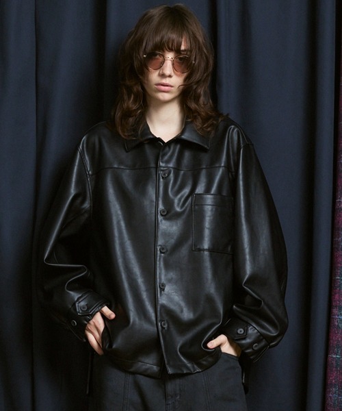 UNISEX》Artificial Leather Prime-Over Shirt Blouson/アーティ