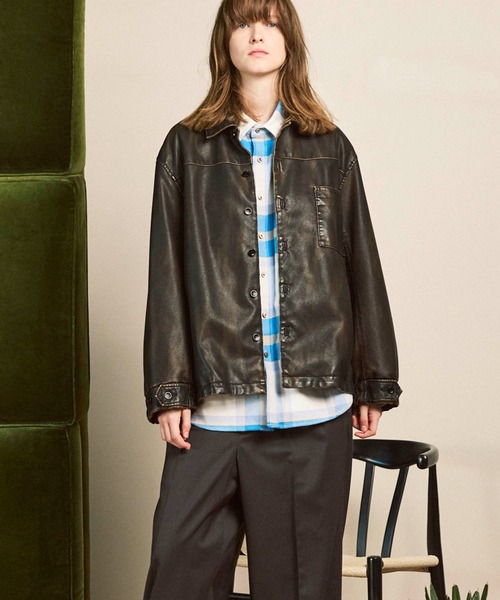 UNISEX》Artificial Leather Prime-Over Shirt Blouson/アーティ