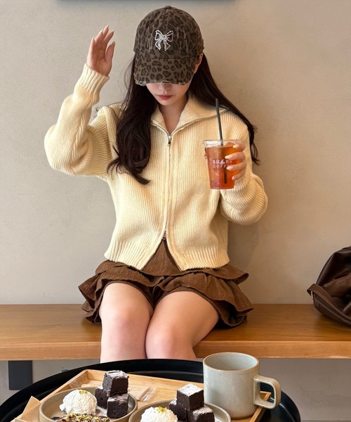 clear（クリア）の「ラインストーンヒョウ柄ダメージキャップ［Y2K カジュアル 着回し力抜群］≪AW新作≫（キャップ・レディース・ブラウン・F）」の9枚目の写真