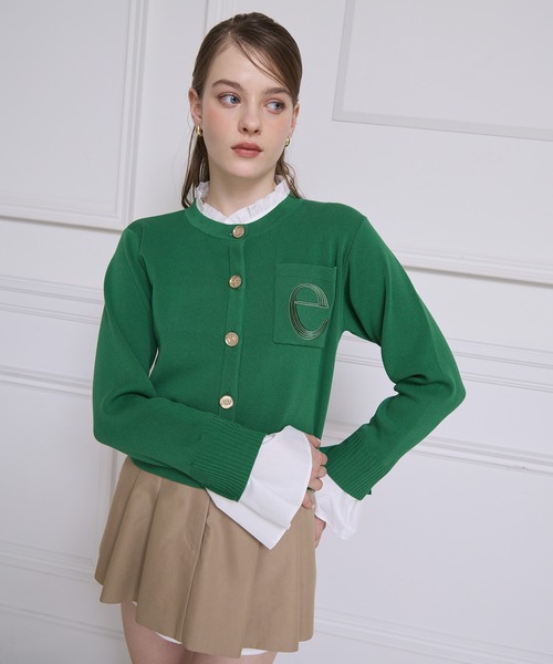 EIMY ISTOIRE（エイミーイストワール）の「Attached collar ニットジャケット（ノーカラージャケット・レディース・グレー/キャメル/ネイビー/ブラウン/その他/ブラック/レッド/サックスブルー/グレー系その他/ブラック系その他/ブラック×ホワイト/グリーン/イエロー/ライトピンク・F/F(99)）」の7枚目の写真