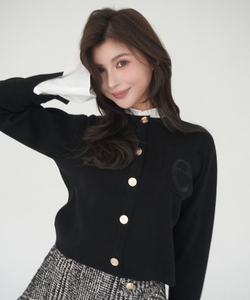 eimy istoire Attached collar ニットジャケット セール】Attached collar ニットジャケット（ノーカラージャケット