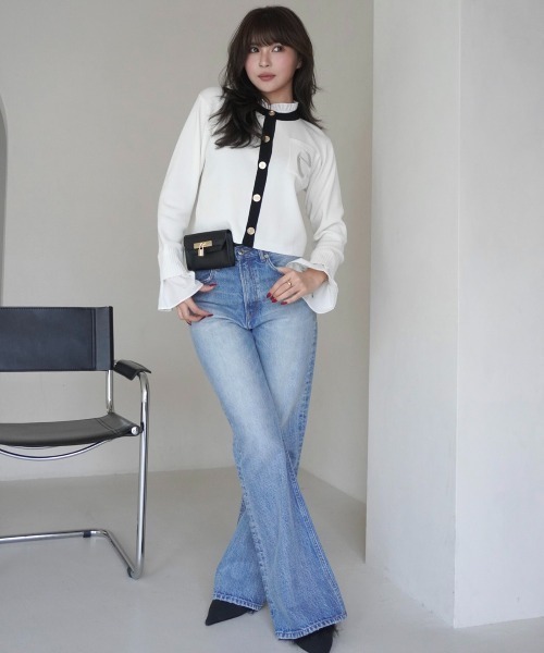 Attached collar ニットジャケット（ノーカラージャケット）｜EIMY