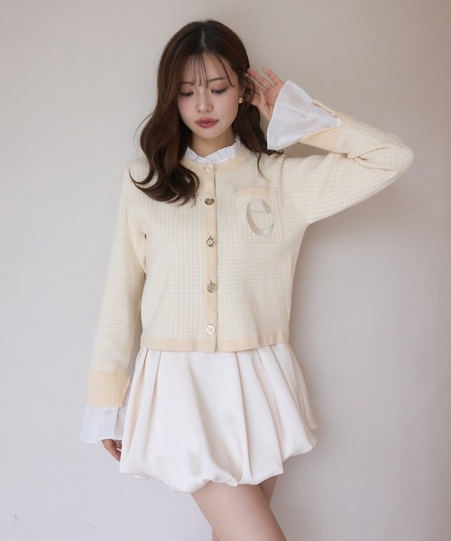 EIMY ISTOIRE（エイミーイストワール）の「Attached collar ニットジャケット（ノーカラージャケット・レディース・グレー/キャメル/ネイビー/ブラウン/その他/ブラック/レッド/サックスブルー/グレー系その他/ブラック系その他/ブラック×ホワイト/グリーン/イエロー/ライトピンク・F/F(99)）」の20枚目の写真