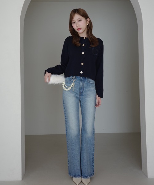 新品eimy istoire Attached collar ニットジャケット Attached collar ニットジャケット（ノーカラージャケット