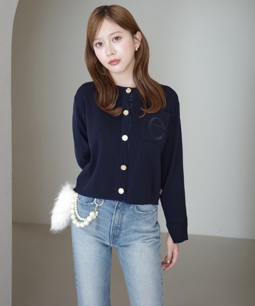 eimy istoire Attached collar ニットジャケット Attached collar ニットジャケット（ノーカラージャケット