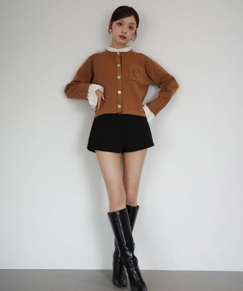 再入荷/14色展開】Attached collar ニットジャケット（ノーカラー