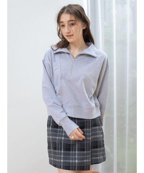 so4u(ソーフォーユー)の「ハーフジップスウェットプルオーバー(Tシャツ/カットソー・レディース・ネイビー/グレー・F)」の1枚目の写真