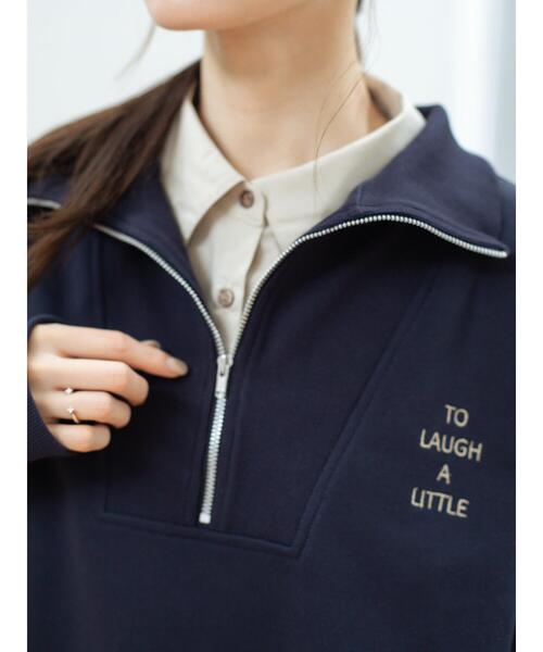 so4u(ソーフォーユー)の「ハーフジップスウェットプルオーバー(Tシャツ/カットソー・レディース・ネイビー/グレー・F)」の6枚目の写真