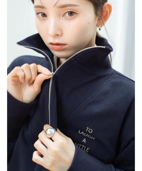 so4u(ソーフォーユー)の「ハーフジップスウェットプルオーバー(Tシャツ/カットソー・レディース・ネイビー/グレー・F)」の8枚目の写真