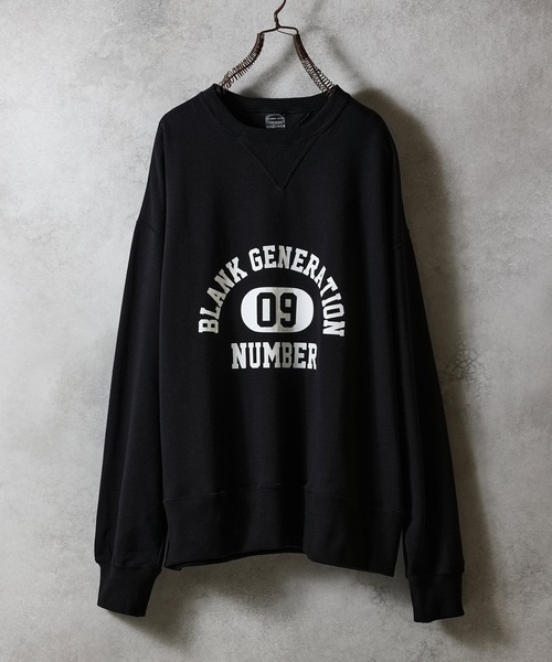 NUMBER (N)INE（ナンバーナイン）の「VINTAGE GAZETTE COLLEGE LOGO CREWNECK SWEATSHIRT / ヴィンテージ ガゼット カレッジ ロゴ クルーネック スウェット（スウェット・メンズ・ブラック/オートミール・2/3/4）」の3枚目の写真