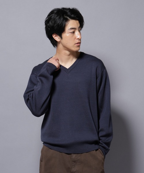 セール】タスマニアウールミックス ミラノリブリラックスVネック