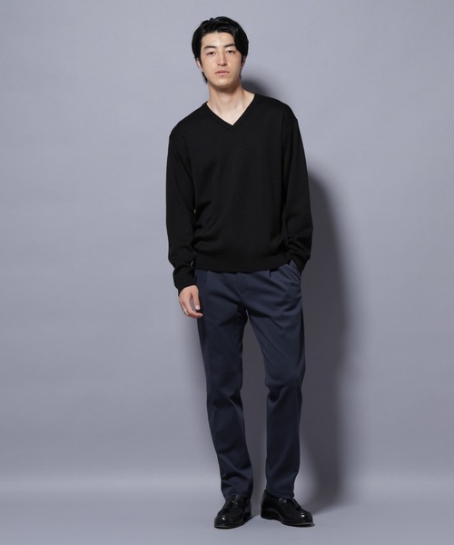 NANO universe（ナノユニバース）の「タスマニアウールミックス　ミラノリブリラックスＶネックニット（ニット/セーター・メンズ・トップグレー/ブラック/レッド/ダークブルー・M/S/L）」の16枚目の写真