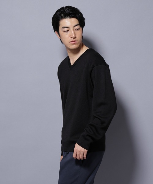 NANO universe（ナノユニバース）の「タスマニアウールミックス　ミラノリブリラックスＶネックニット（ニット/セーター・メンズ・トップグレー/ブラック/レッド/ダークブルー・M/S/L）」の13枚目の写真