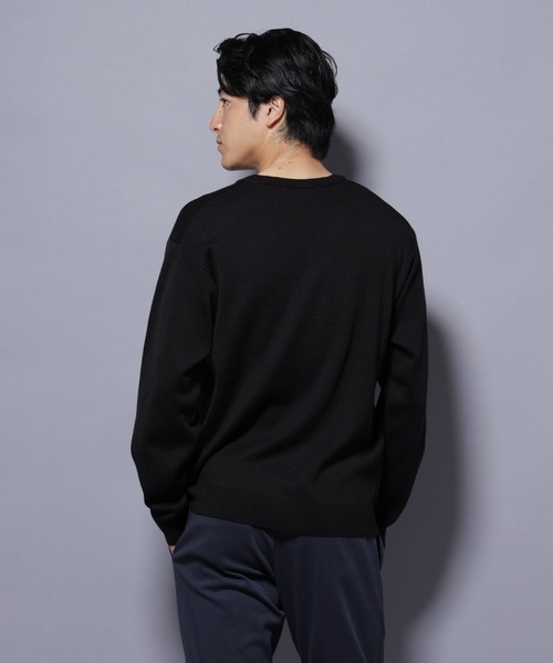 NANO universe（ナノユニバース）の「タスマニアウールミックス　ミラノリブリラックスＶネックニット（ニット/セーター・メンズ・トップグレー/ブラック/レッド/ダークブルー・M/S/L）」の15枚目の写真