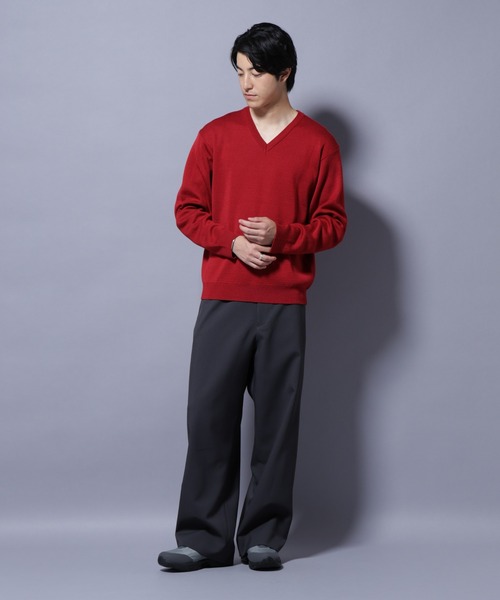 セール】タスマニアウールミックス ミラノリブリラックスVネック