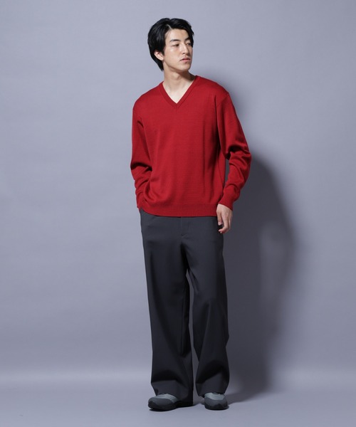 セール】タスマニアウールミックス ミラノリブリラックスVネック