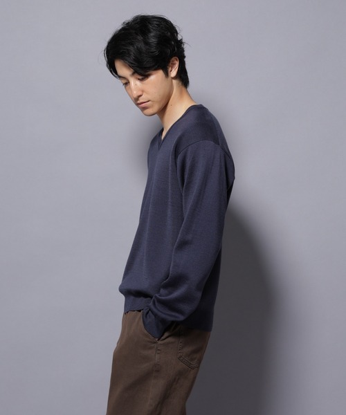 セール】タスマニアウールミックス ミラノリブリラックスVネック
