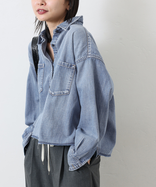 【新品】ジャーナルスタンダード　ライトオンスデニムクロップドシャツ 追加3》ライトオンスデニムクロップドシャツ（シャツ／ブラウス