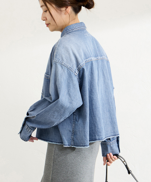 【新品】ジャーナルスタンダード　ライトオンスデニムクロップドシャツ JOURNAL STANDARD｜《追加3》ライトオンスデニムクロップドシャツ