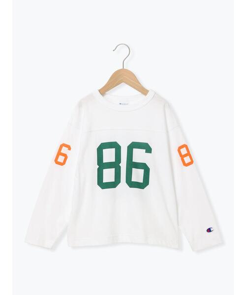 Samansa Mos2 Lagom（サマンサモスモスラーゴム）の「【Champion別注】フットボールTシャツ（Tシャツ/カットソー・キッズ・ブルー/オフホワイト・130/95/120/110/100）」の2枚目の写真