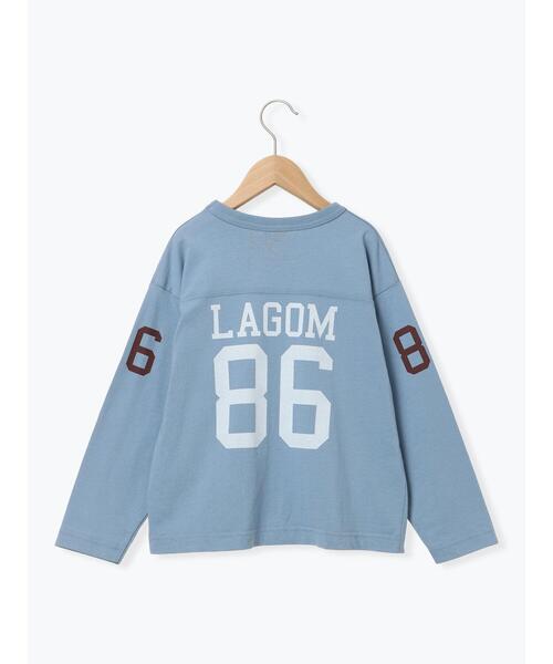 Samansa Mos2 Lagom（サマンサモスモスラーゴム）の「【Champion別注】フットボールTシャツ（Tシャツ/カットソー・キッズ・ブルー/オフホワイト・130/95/120/110/100）」の3枚目の写真