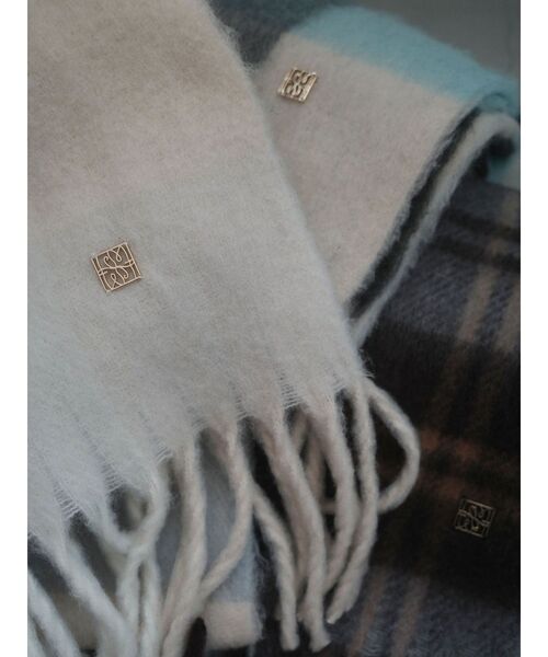 LAGUNAMOON（ラグナムーン）の「ワイドチェックストール（ストール/ショール・レディース・ベージュ/ブルー/ブラウン・FREE）」の4枚目の写真