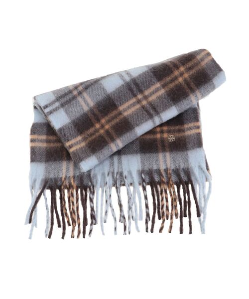 LAGUNAMOON（ラグナムーン）の「ワイドチェックストール（ストール/ショール・レディース・ベージュ/ブルー/ブラウン・FREE）」の12枚目の写真