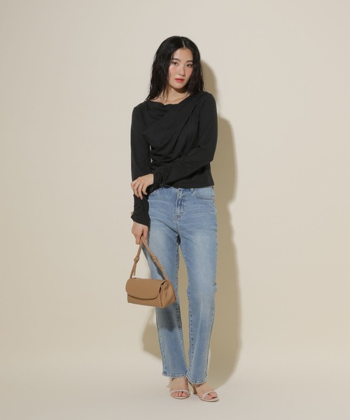 GLOBAL WORK（グローバルワーク）の「ドレープトップス長袖/599665（Tシャツ/カットソー・レディース・チャコールグレー/ブラック・MEDIUM/LARGE）」の11枚目の写真