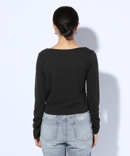 GLOBAL WORK（グローバルワーク）の「ドレープトップス長袖/599665（Tシャツ/カットソー・レディース・チャコールグレー/ブラック・MEDIUM/LARGE）」の21枚目の写真