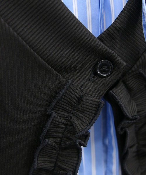 clear（クリア）の「ストライプシャツドッキングカットソー［大人 カジュアル 着回し力抜群］≪AW新作≫（Tシャツ/カットソー・レディース・グレー/ブラック・F）」の13枚目の写真