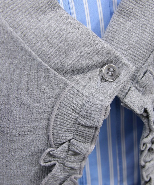 clear（クリア）の「ストライプシャツドッキングカットソー［大人 カジュアル 着回し力抜群］≪AW新作≫（Tシャツ/カットソー・レディース・グレー/ブラック・F）」の12枚目の写真