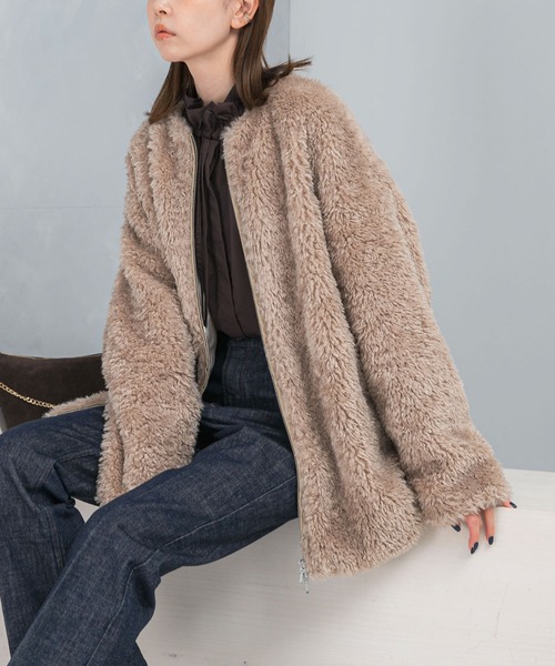 【美品】URBAN RESEARCH ノーカラーレザージャケット セール】 ノーカラーレザーブルゾン （その他アウター