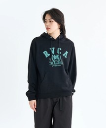 RVCA レディース ARCH COLLEGE LOOSE FIT HOODIE パーカー 【2025年秋冬モデル】 @autumn/ルーカアーチカレッジロゴプルオーバーパーカー・フーディー