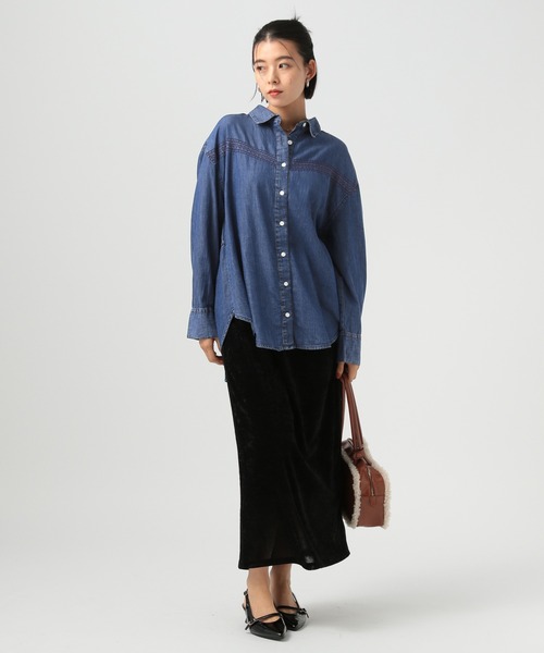 BAYFLOW（ベイフロー）の「[バックリボン仕様]]INDIA デニムシャツ（シャツ/ブラウス・レディース・インディゴブルー/ライトブルー・FREE）」の17枚目の写真