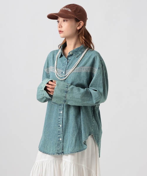BAYFLOW（ベイフロー）の「[バックリボン仕様]]INDIA デニムシャツ（シャツ/ブラウス・レディース・インディゴブルー/ライトブルー・FREE）」の15枚目の写真