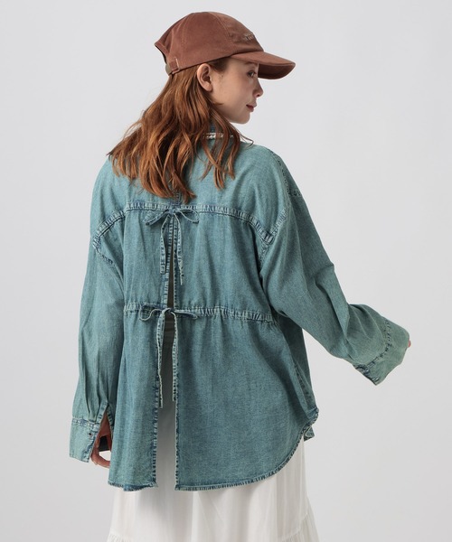 BAYFLOW（ベイフロー）の「[バックリボン仕様]]INDIA デニムシャツ（シャツ/ブラウス・レディース・インディゴブルー/ライトブルー・FREE）」の16枚目の写真