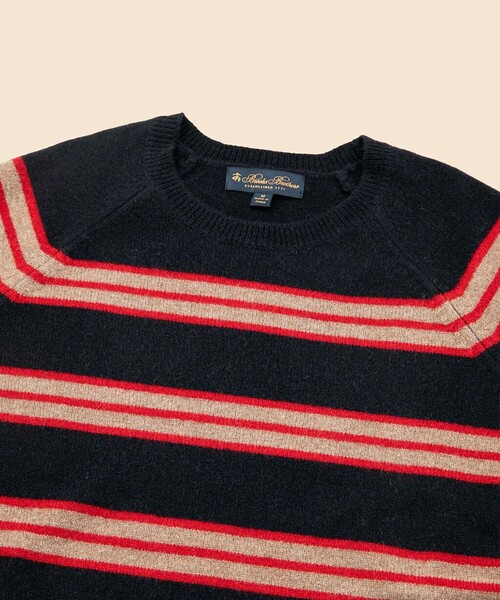 BROOKS BROTHERS（ブルックスブラザーズ）の「ウール　アーカイブストライプ　クルーネックセーター（ニット/セーター・メンズ・ブラック・LARGE/SMALL/MEDIUM）」の2枚目の写真