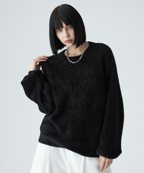 VELNUS】Volume sleeve loose shaggy glitter knit/ボリュームスリーブ