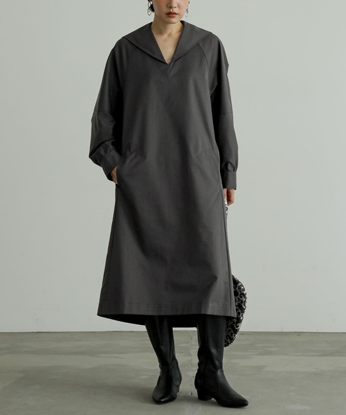 n'OrLABEL(ノアールレーベル)の「『セーラーカラードレス』(ワンピース・レディース・グレー/ボルドー/ブラック・FREE)」の2枚目の写真