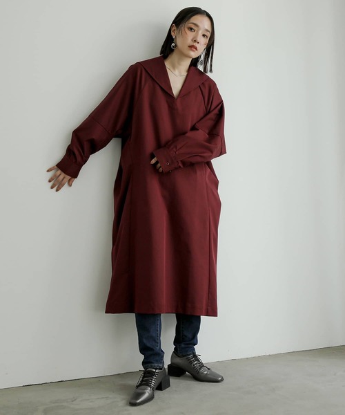 n'OrLABEL(ノアールレーベル)の「『セーラーカラードレス』(ワンピース・レディース・グレー/ボルドー/ブラック・FREE)」の3枚目の写真