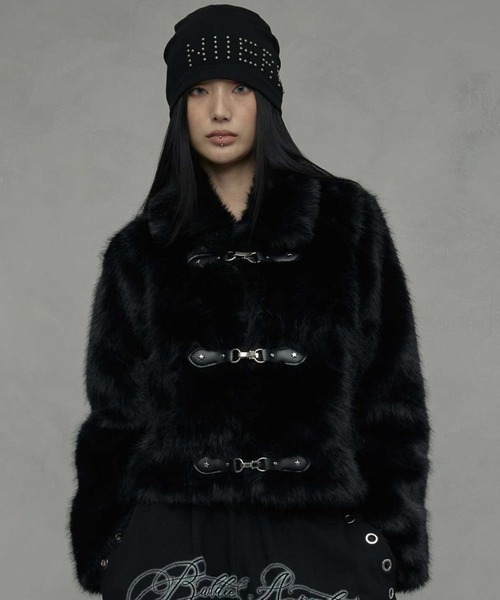 NIIER NOR(ニアノア)の「A'GEM/9 × .kom 『NIIER NOR/ニアノア』 METAL TOGGLE FUR JACKET/メタルトグル ファー ジャケット(その他アウター・レディース・ブラウン/ブラック・FREE)」の7枚目の写真
