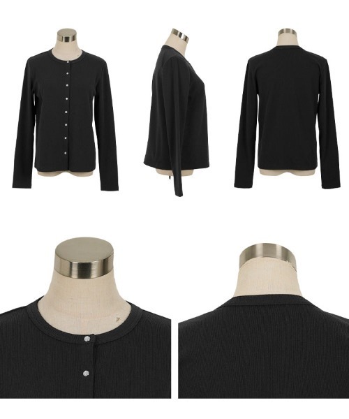 KOBE LETTUCE（コウベレタス）の「[ M L XL ] スナップボタン丸首リブカーディガン（カーディガン/ボレロ・レディース・ブラック/オフホワイト/アイボリー系/グレー/ネイビー/レッド・L/M/XL）」の14枚目の写真