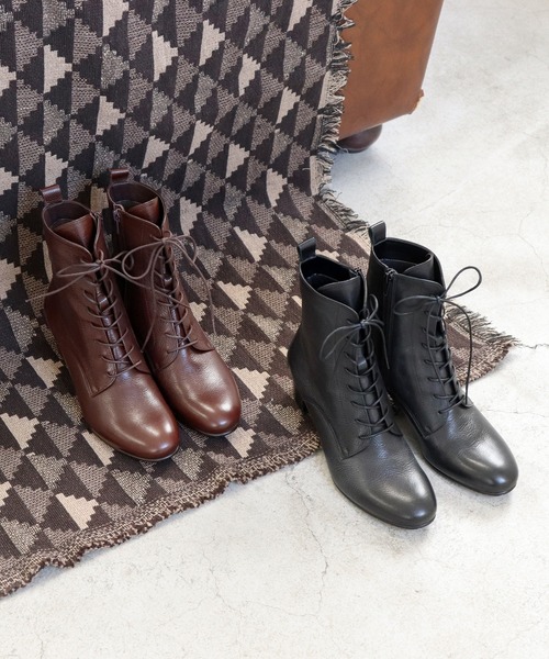 あしながおじさん（アシナガオジサン）の「ヒールレースアップブーツ　3710393（ブーツ・レディース・ダークブラウン/ブラック・24.5cm/24cm/23.5cm/23cm/22.5cm）」の11枚目の写真