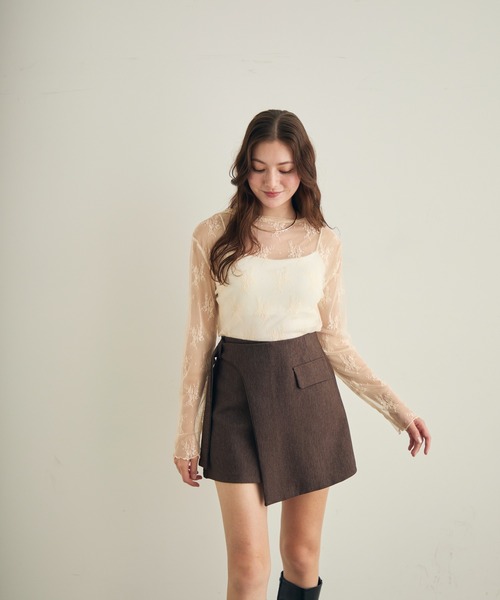 Lunea（ルネア）の「花柄レースシアートップス（シャツ/ブラウス・レディース・ブラウン/ホワイト/ブラック/アイボリー・FREE）」の8枚目の写真