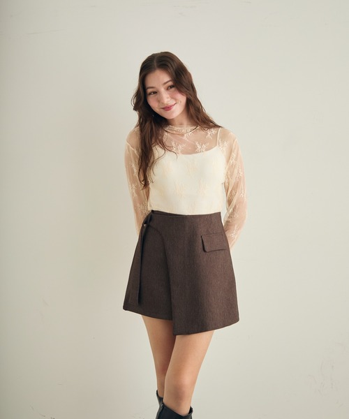 Lunea（ルネア）の「花柄レースシアートップス（シャツ/ブラウス・レディース・ブラウン/ホワイト/ブラック/アイボリー・FREE）」の10枚目の写真