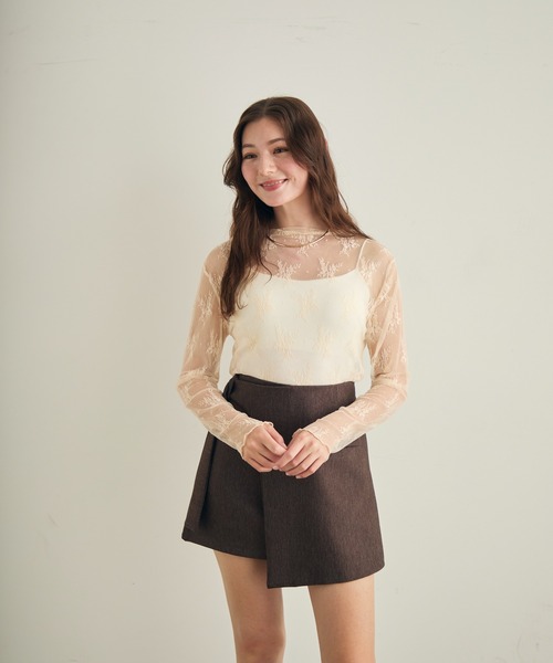 Lunea（ルネア）の「花柄レースシアートップス（シャツ/ブラウス・レディース・ブラウン/ホワイト/ブラック/アイボリー・FREE）」の11枚目の写真