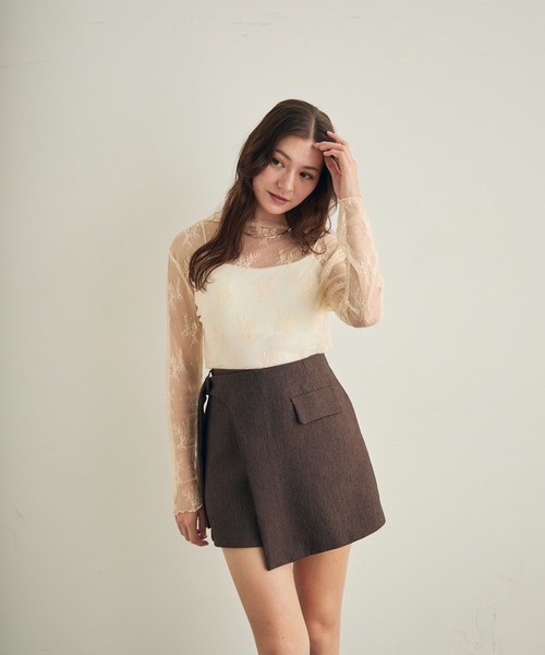 Lunea（ルネア）の「花柄レースシアートップス（シャツ/ブラウス・レディース・ブラウン/ホワイト/ブラック/アイボリー・FREE）」の12枚目の写真