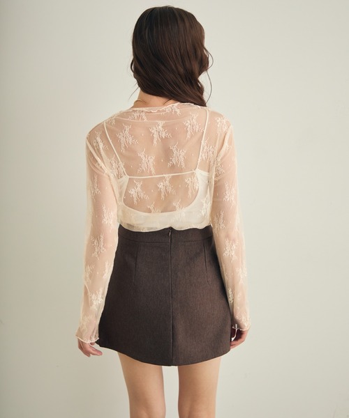 Lunea（ルネア）の「花柄レースシアートップス（シャツ/ブラウス・レディース・ブラウン/ホワイト/ブラック/アイボリー・FREE）」の20枚目の写真