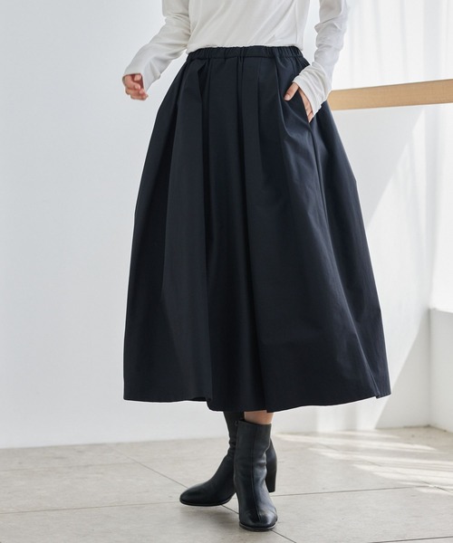 BARNYARDSTORM（バンヤードストーム）の「BARNYARDSTORM / ギャザーボリュームスカート【撥水】【YouTube「i.style closet」紹介アイテム】（スカート・レディース・ブラック/ピンク・S/M）」の3枚目の写真